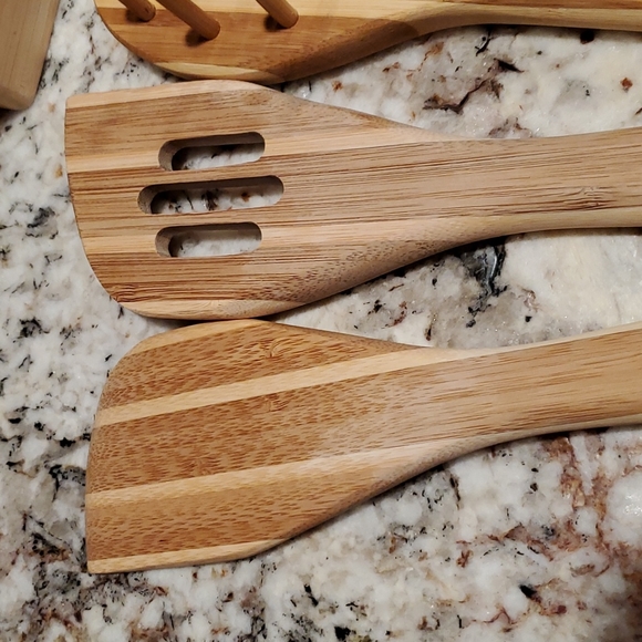 Solid bamboo set. Holder with 6 cooking utensils - Picture 4 of 9
